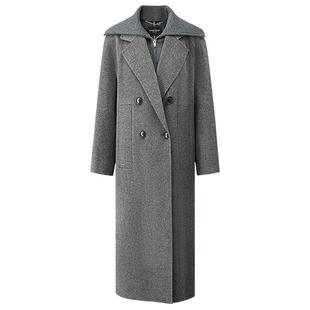 【可拆卸翻领】FF仿佛毛呢大衣女2025冬新款纯羊毛简约长款呢外套