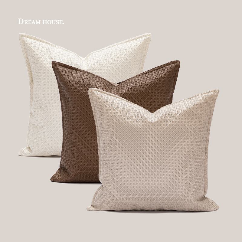 新品 北欧现代样板间编织纹皮革抱枕皮质靠垫客厅沙发PU皮靠枕套