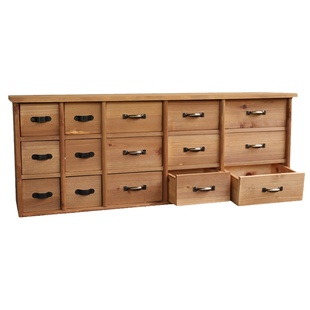 叁杉家居桌面上手账印章收纳盒木质小抽屉复古收纳柜置物架zakka