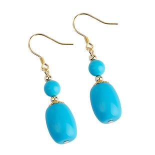 新款天然绿松石耳饰纯银高档耳环女复古宫廷气质百搭显瘦轻奢耳坠