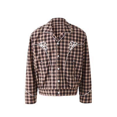 意大利羊毛剪裁中空绣花夹克外套