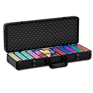 德州扑克筹码套装皇冠黏土麻将棋牌室专用筹码币高档铝箱德扑桌布