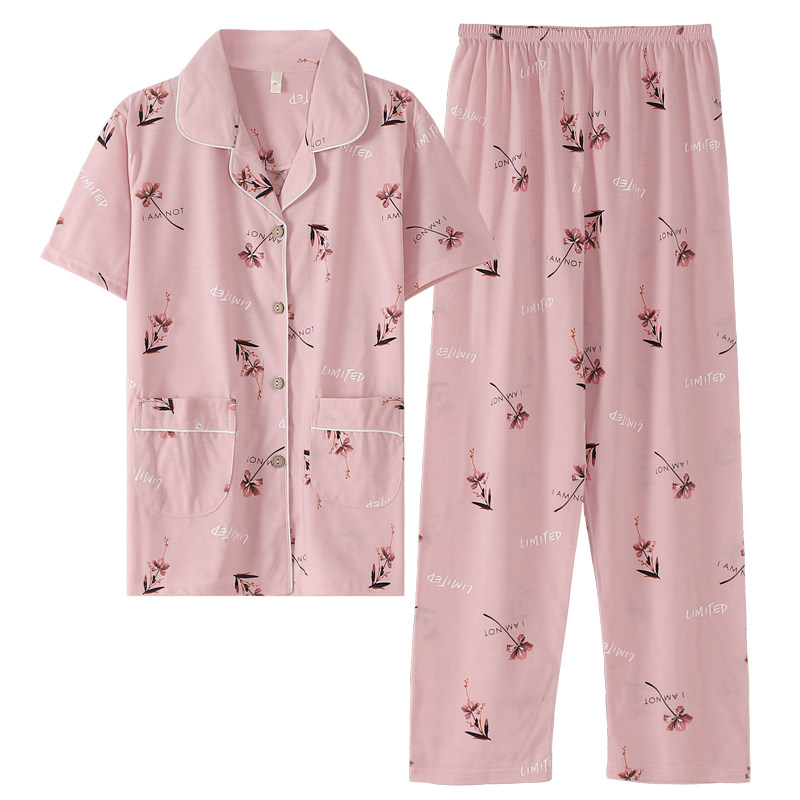 女士大码中老年短袖长裤家居服