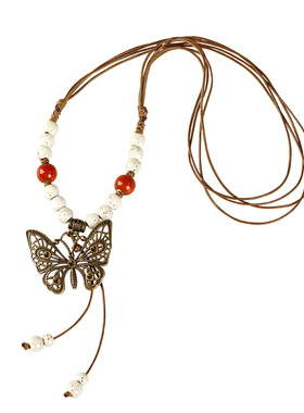 陶瓷民族风复古毛衣链女手工编织