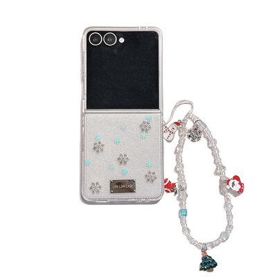 奢华闪粉滴胶镶钻雪花适用华为Pura X折叠屏手机壳pocket 2小米mixflip2手链三星zflip7OPPOFindN3Flip荣耀女