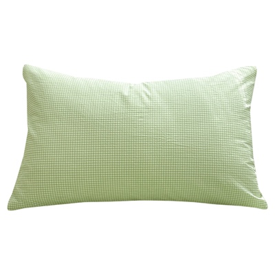 唐朝一只鱼水洗棉迷你浅绿格枕套