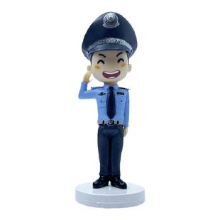 警察手办交警公仔模型人偶玩偶公安礼物卡通玩具汽车车载摆件