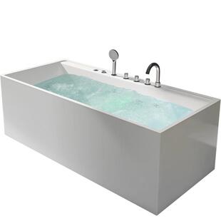 果敢小户型浴缸家用成人按摩浴池1-1.7米简约亚克力方形浴缸