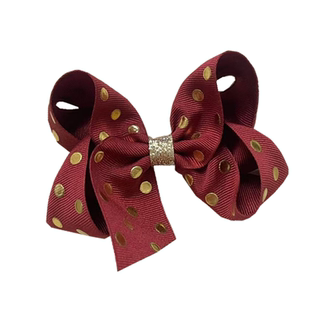 欧美女童发饰发夹韩国金色波点缎带精致经典蝴蝶结弹簧夹边夹顶夹