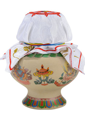 闯隆宝瓶已装赞陶瓷彩绘八吉祥瓶