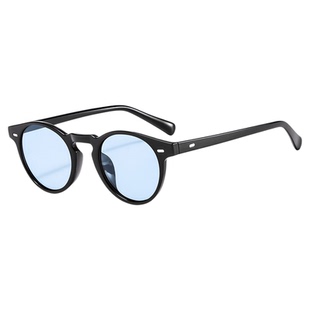 通勤黑框文艺黄色墨镜男可配度数男复古豹纹圆框太阳镜嘻哈太阳镜