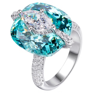 VISING珠宝人工帕拉伊巴色戒指S925钻戒25克拉