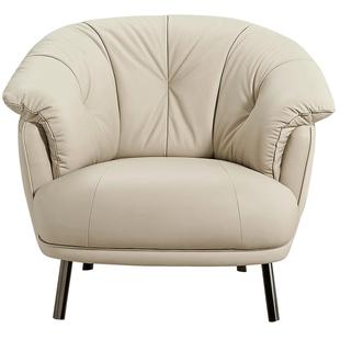 全友家居真皮单人沙发椅客厅卧室阳台小沙发花瓣沙发小户型家具