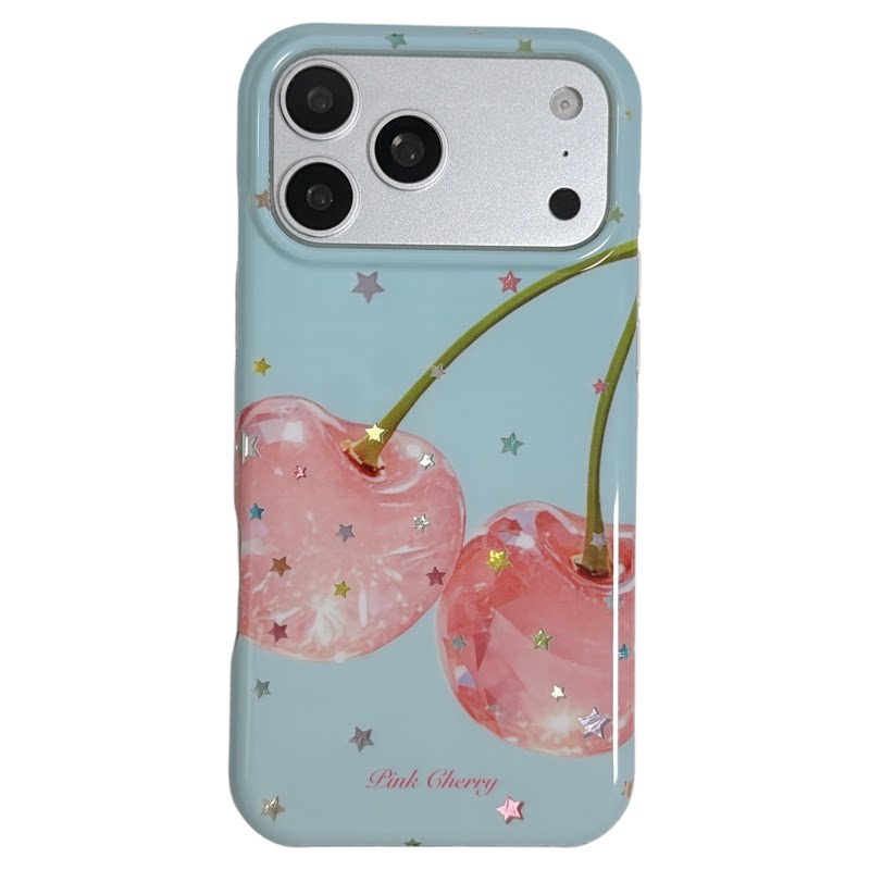 北比夏日ins治愈系鎏金星星樱桃适用苹果18promax手机壳iphone17pro新款15女14pro带链条16pro