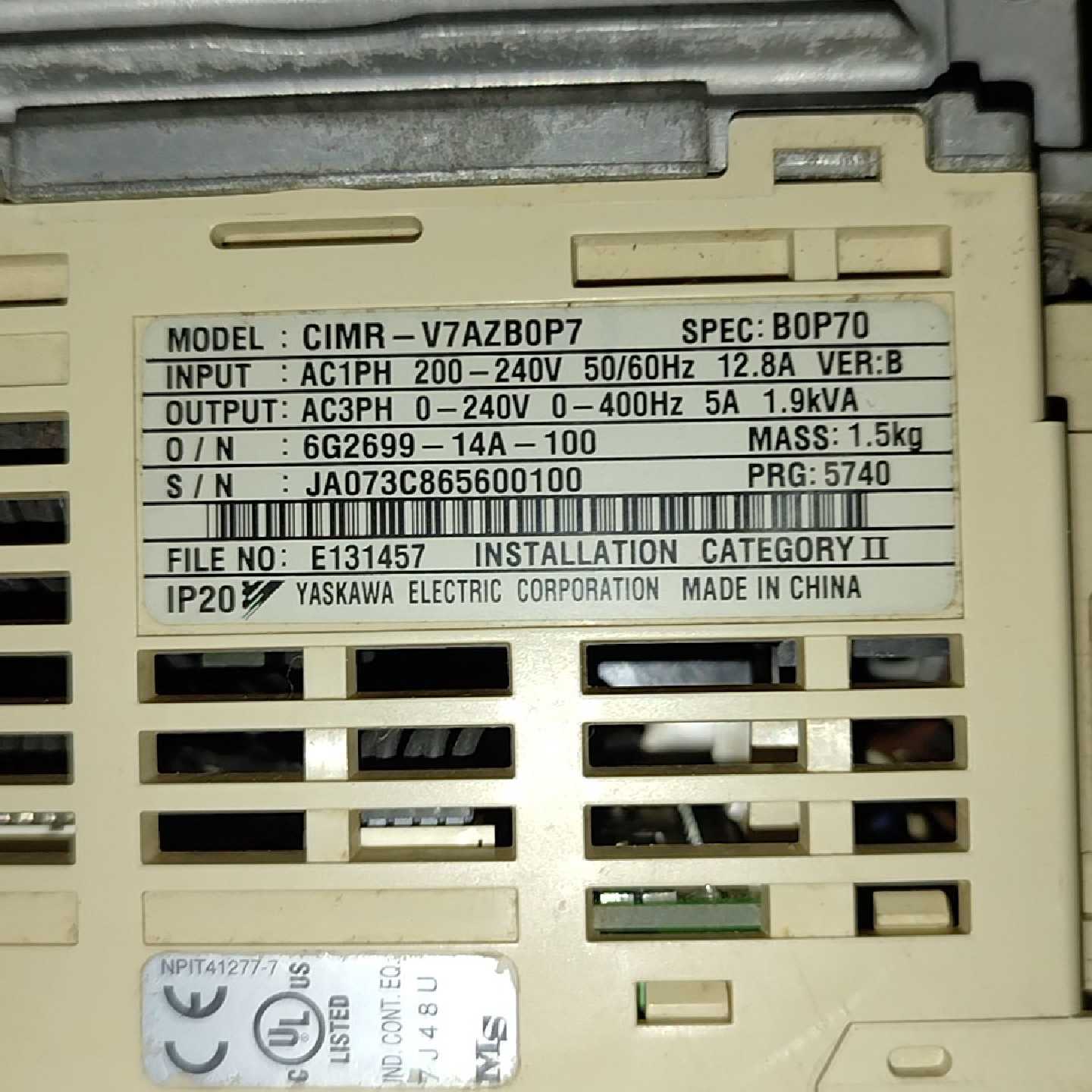 CIMRV7AZB0P7安川V7系列变频器220V1