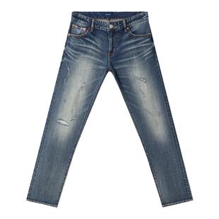 DENHAM女士宽松中腰微锥水洗磨白做旧剪刀牛仔裤MONROE