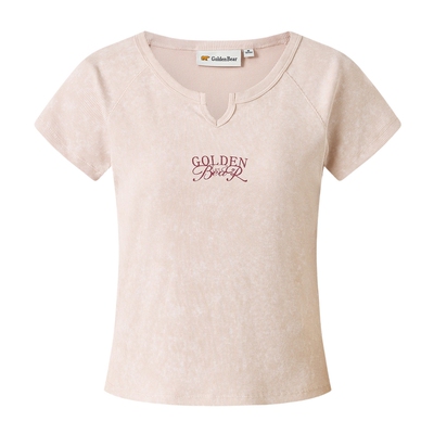 GOLDEN BEAR/金熊2026夏季新品女士休闲时尚字母印花正肩短袖T恤