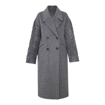 特价 韩国长款长毛大衣969大翻领双排扣毛巾袖时尚通勤休闲大衣