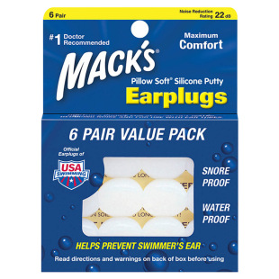 美国mack's硅胶树脂隔音降噪耳塞飞机旅行睡眠游泳防水小孩成人