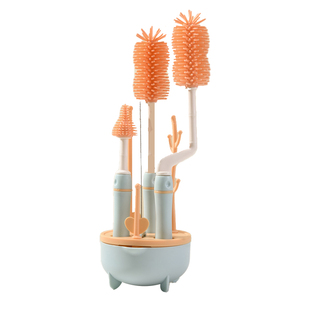 奶瓶刷新生婴儿专用洗奶嘴硅胶清洁刷套装吸管刷子神器收纳置物架