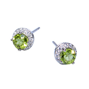 天然橄榄石欧泊祖母绿坦桑石蓝宝石耳钉女耳饰松石耳坠925银镶