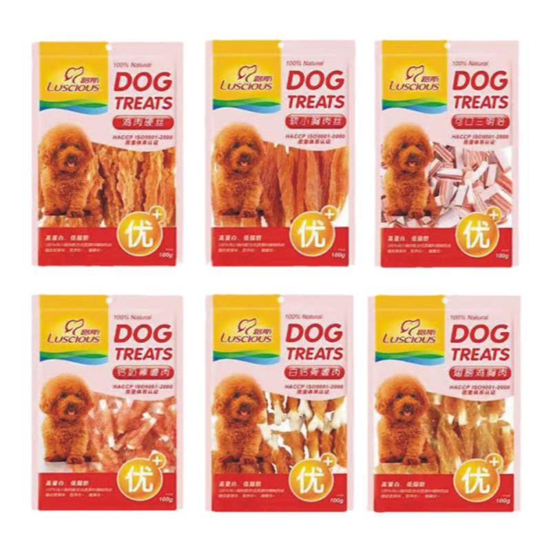 路斯狗零食磨牙泰迪鸡肉100g*2包