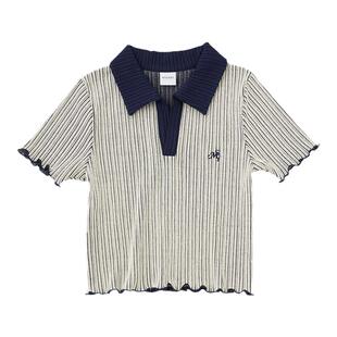 MOUSSY 夏季甜美可爱小刺绣针织短袖T恤女GAL