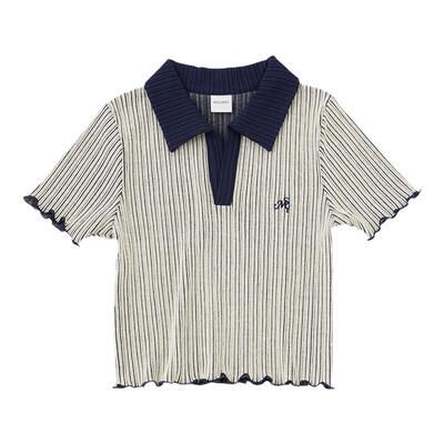 moussy甜美可爱刺绣针织小上衣