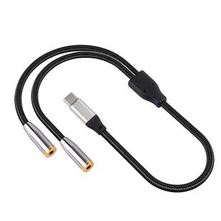 typec转双3.5mm母支持电脑手机平板一分二直播k歌有线耳机延长线