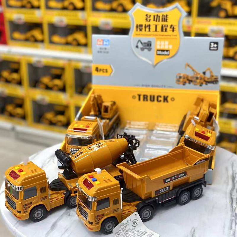 音乐惯性工程车儿童玩具车搅拌车挖加长版运输车男孩机卡车模型