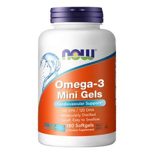 拍3瓶]NOW深海迷你鱼油软胶囊60%小颗粒omega3欧米伽3宠物猫成人