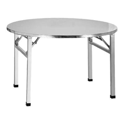 不锈钢折叠餐桌家用简约圆形桌食堂排档夜宵摆摊烧烤户外桌子加厚