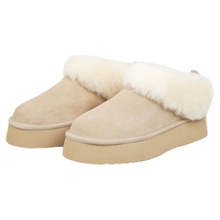 Corinna di Marsala冬季新款全羊毛毛绒雪地靴女厚底保暖毛毛鞋