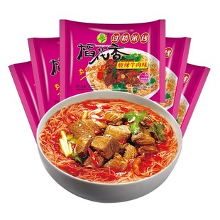 稻花香 过桥米线酸辣牛肉味云南米线速食冲泡正宗细粉丝泡面5袋装
