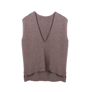 Deessesicile 知性学术风山羊绒V领针织简约通勤内搭无袖马甲背心