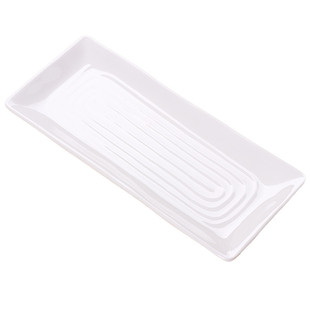 杨格密胺餐具圆盘凉菜盘塑料长方形肠粉碟盘白色菜盘子小吃碟子