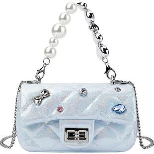 巴拉巴拉儿童休闲包女童手提斜挎包彩钻珍珠金属爱心装饰链条时尚