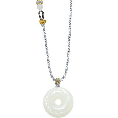 周六福天然和田白玉龙吊坠男款平安扣佳礼玉石节日礼物