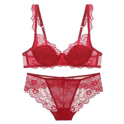 新娘超薄款本命年红色文胸套装