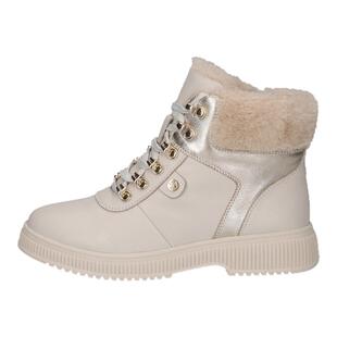 德国CAPRICE凯蝴蝶女鞋2025秋冬新品牛皮系带厚绒拼色雪地靴26206