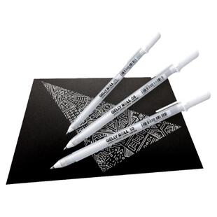日本sakura进口樱花美术高光白笔漫画白笔动漫画画专用手绘画学生水彩留白美术勾线笔白色笔芯黑底写白字
