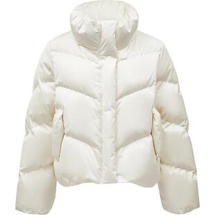 ONLY2025冬季90白鸭绒连帽拆卸袖翻领泡芙云朵感短款羽绒服女