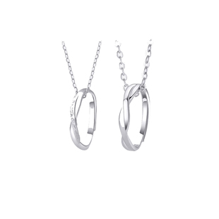 莫比乌斯环情侣项链一对戒指999纯银情侣款高级感送七夕定情信物