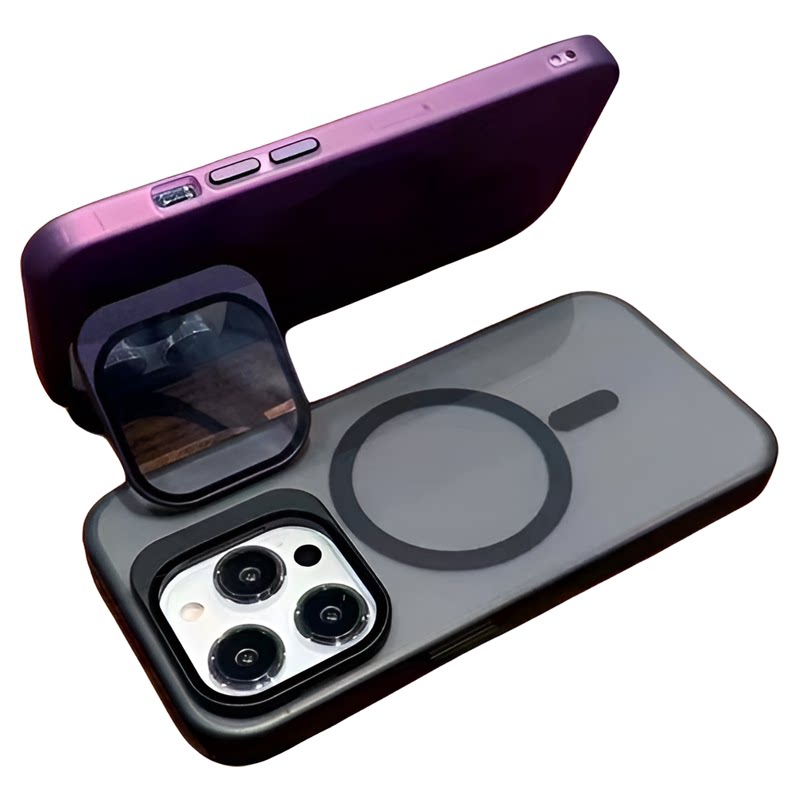 磁吸壳适用苹果17手机壳带镜头盖支架新款磨砂肤感iphone14pro简约13promax高级感iphone15透明16