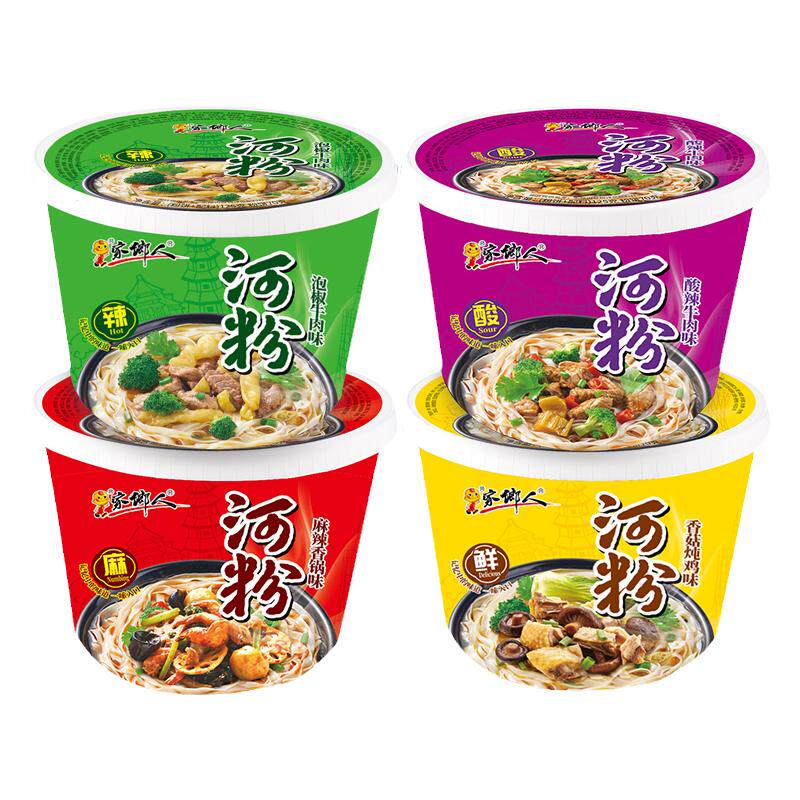 家乡人泡椒牛肉河粉桶装广东非油炸麻辣米粉冲泡即食学生夜宵整箱