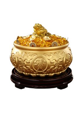 满盆26cm八福聚宝盆开业用纯黄铜