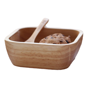 日式橡胶木实木船形椭圆木碗点心早餐沙拉碗甜品果盘创意餐具整木