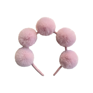 洗脸发箍女彩色真獭兔毛毛球头箍秋冬毛绒球可爱头饰发饰发卡发夹