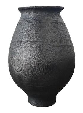 侘寂风实木大肚花瓶器罐摆件中式
