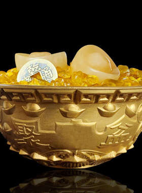 祥云阁黄铜聚宝盆摆件铜盆客厅店铺装饰工艺品开业礼品